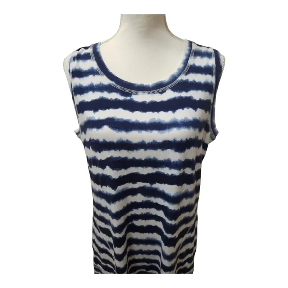 T By Talbots Midi Dress - Wavy Tie-Dye Blue and White, size Medium - Picture 9 of 11